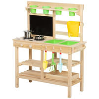 OUTDOOR-KINDER-MATSCHKÜCHE Tannenholz Kunststoff Naturholz - Naturfarben, Holz (32/77cm) - AIYAPLAY
