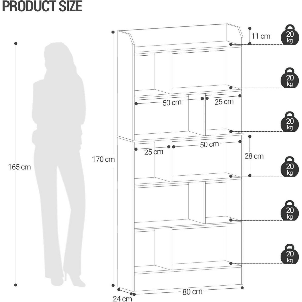 BÜCHERREGAL 6 Fach Eichenbeige 80 x 170 cm - Beige, Holzwerkstoff (80/170/24cm)