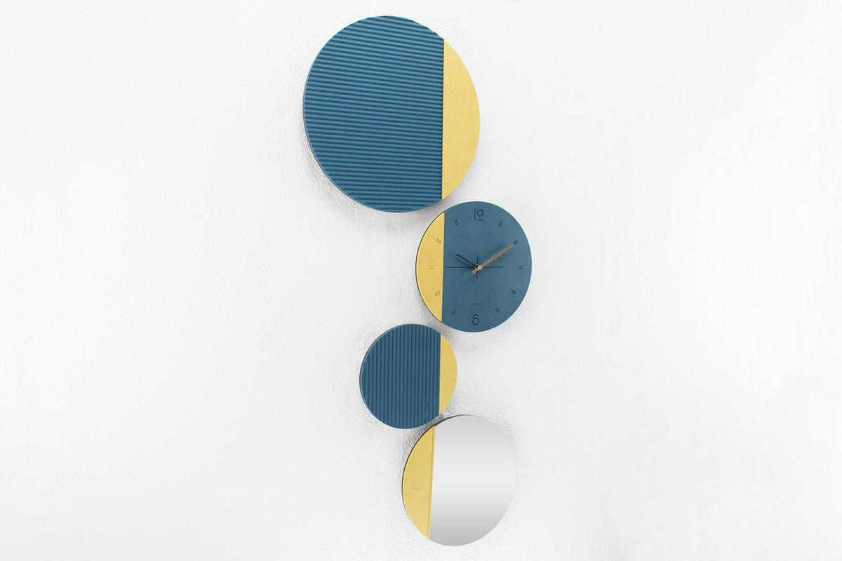 WANDUHR Design Blau 55/134 cm - Blau, Glas/Holzwerkstoff (4.15/133.9/1cm) - ONZENO