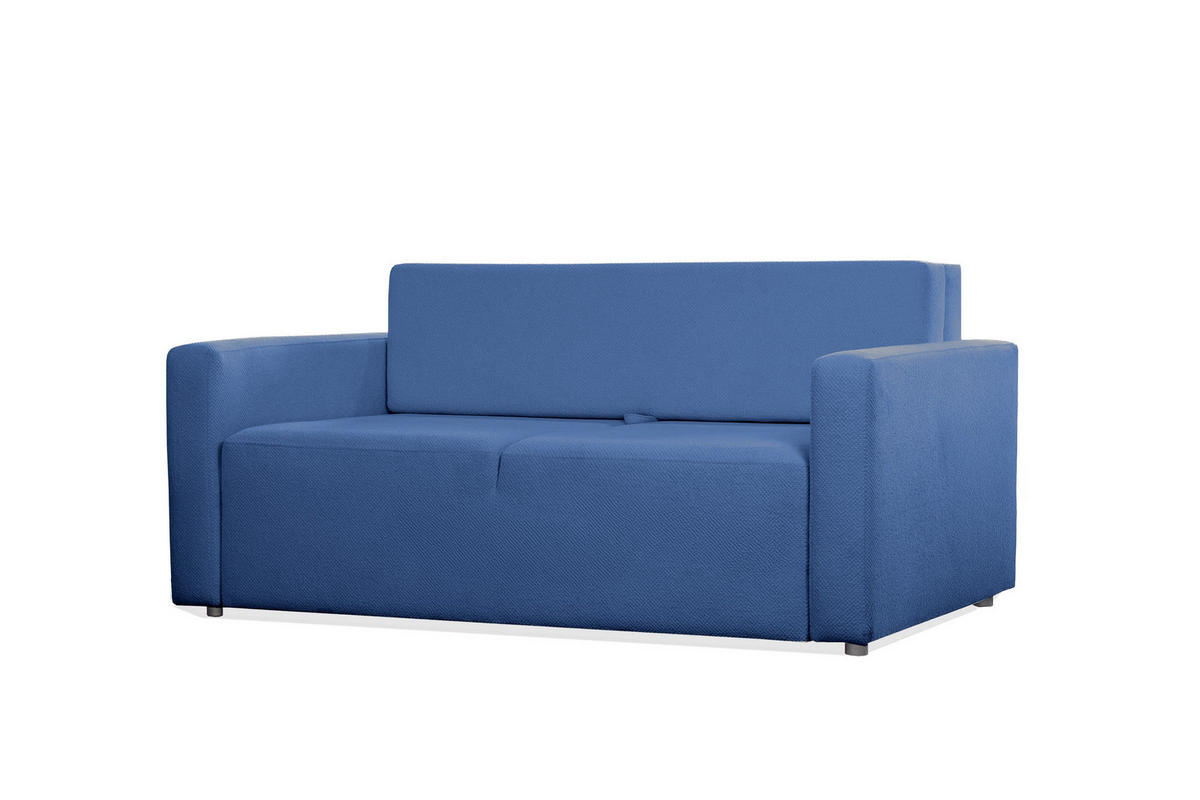 SOFA Mira Blau, Zweisitzer Sofa, mit Schlaffunktion - Blau, Holzwerkstoff/Textil (170/99/114cm) - Bettso