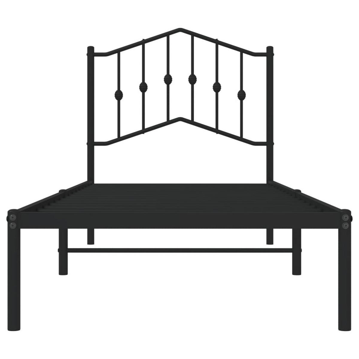BETTGESTELL Mit Kopfteil Metall Schwarz 80/200 Cm - Schwarz, Metall (80/200cm) - vidaXL