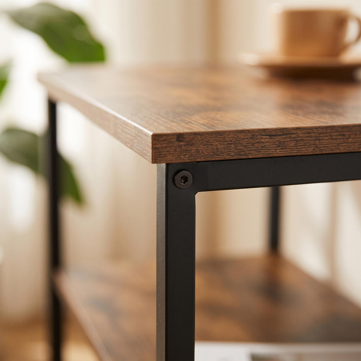 BEISTELLTISCH Vintagebraun 3 Ebenen MDF Metall - Multicolor, Holzwerkstoff/Metall (30/60/61cm) - Relaxdays