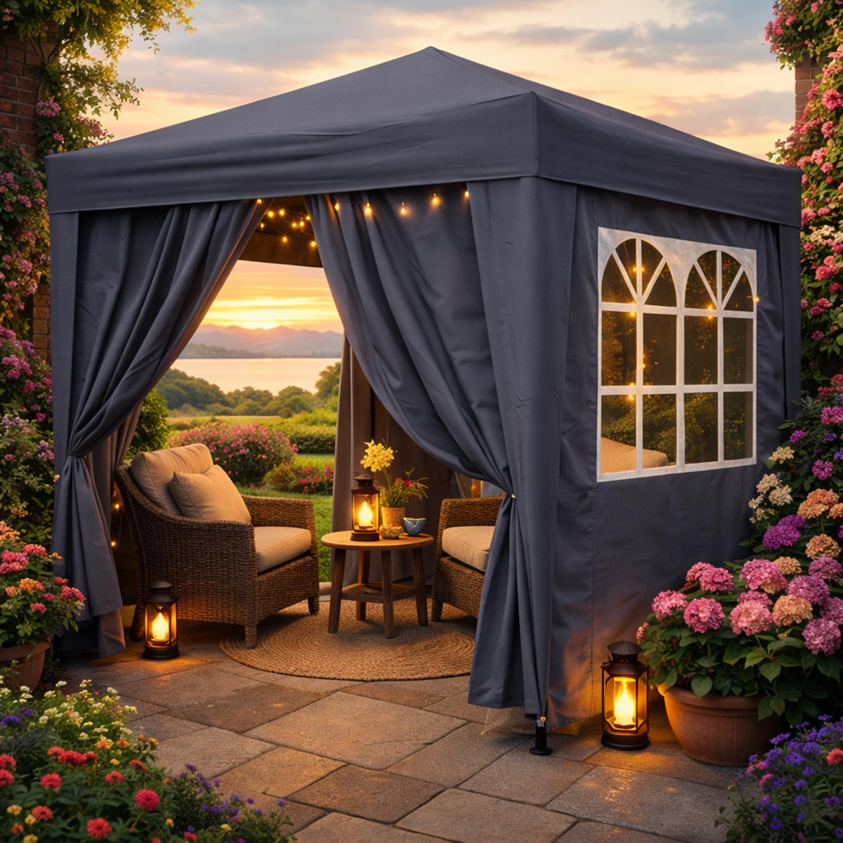 FALTPAVILLON 2,5x2,5m Smoky Grau inkl. 4 Fußgewichten - Grau, Metall (250/245/250cm) - QUICK STAR