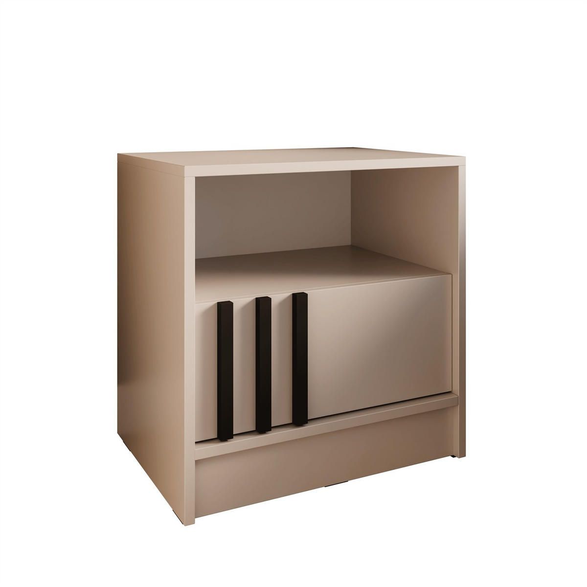 NACHTTISCH NELA mit Lamellen Kaschmir/Schwarz - Kaschmir, Holzwerkstoff (51/52/38cm) - Lookway