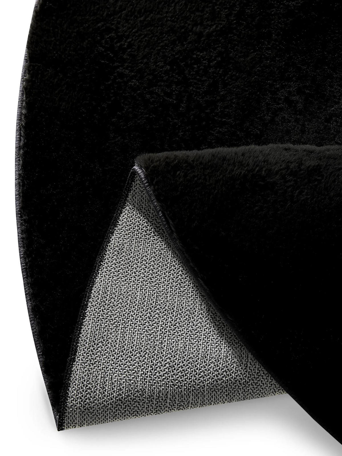 KUNSTFELLTEPPICH Furry Schwarz ø 160 cm rund - Schwarz, Kunststoff/Textil (160/160cm) - benuta