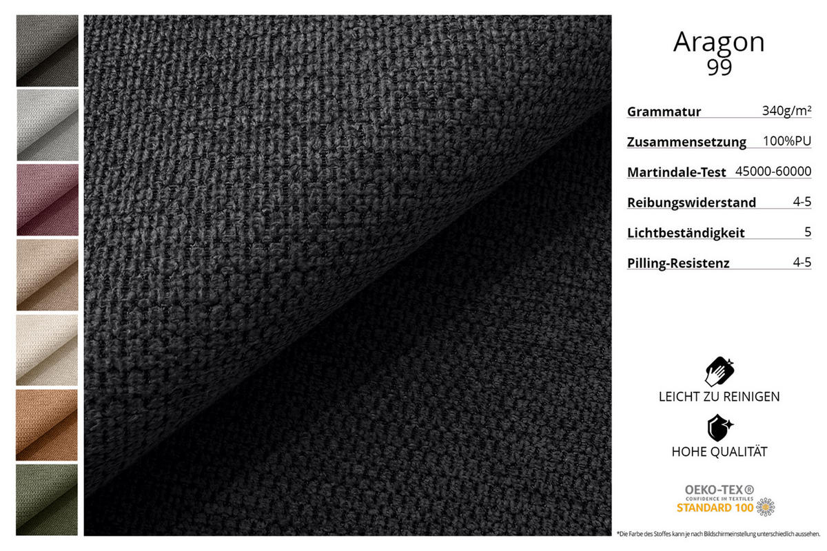 ECKSOFA mit Schlaffunktion und Bettkasten LIRA-L - 264x172x89 Schwarz - Schwarz, Holzwerkstoff/Textil (264/172cm) - ALTDECOR