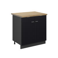 KÜCHENUNTERSCHRANK Fame-Line, Schwarz gestreift, 80 cm, AP Eiche - Anthrazit/Schwarz, Holzwerkstoff (80/82/60cm) - Vicco