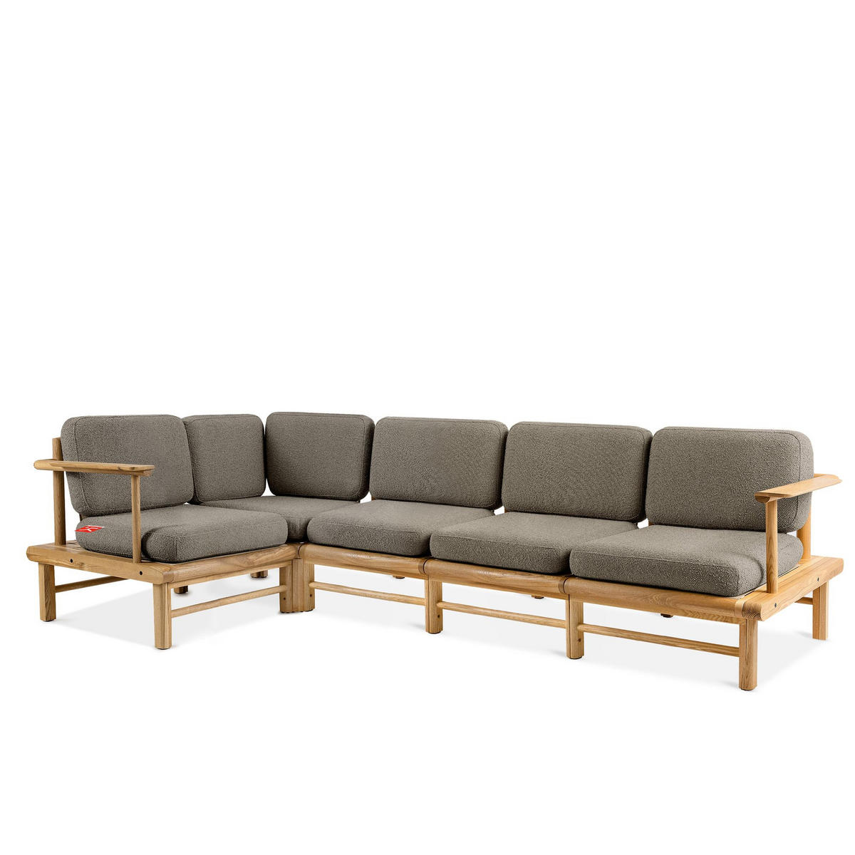 LOUNGESOFA ATREDA links - Grau, Holz/Textil (300/80/160cm) - KONSIMO®