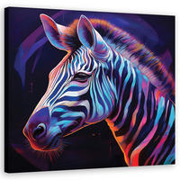 WANDBILD zebra tiere farbig - Multicolor, Textil (30/30cm) - Feeby