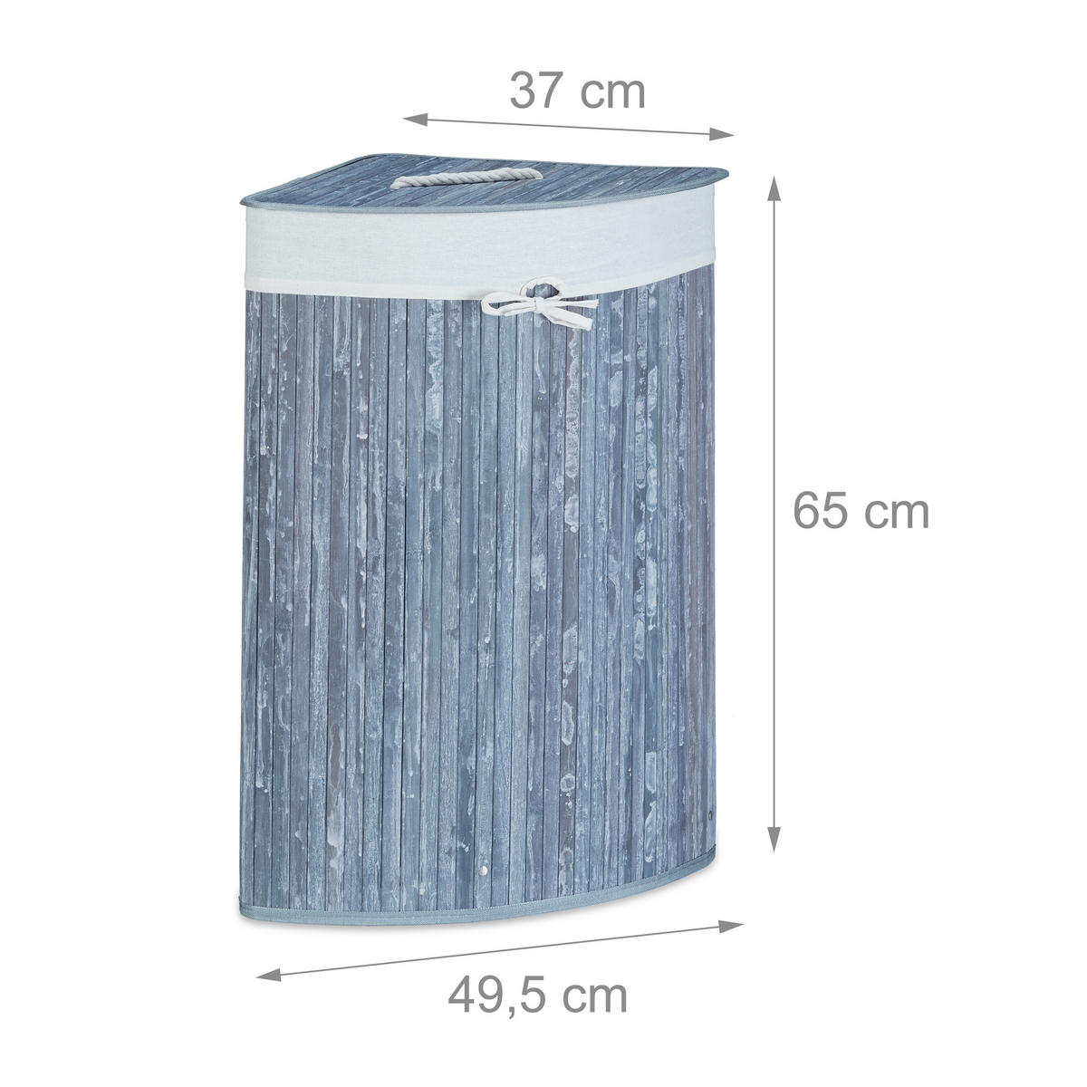 ECKWÄSCHEKORB - Grau, Holz/Textil (49.5/65/37cm) - Relaxdays