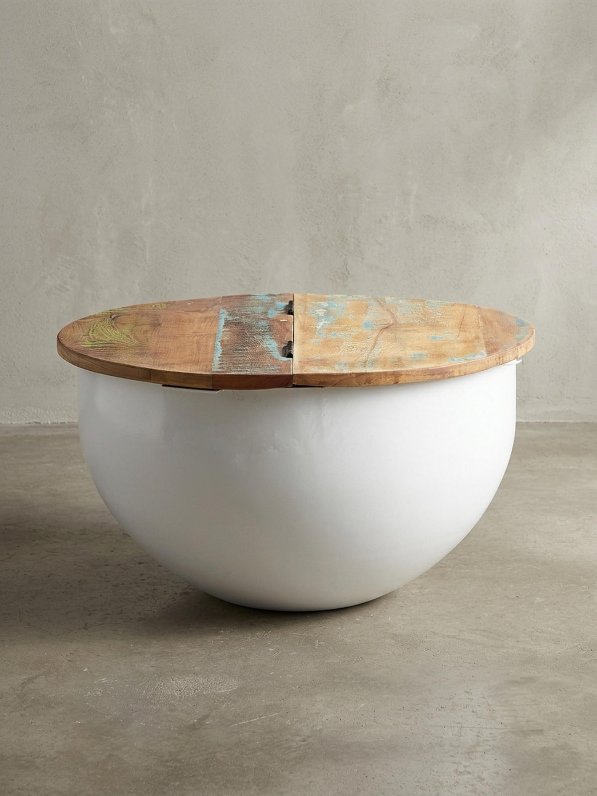 COUCHTISCH Industrie Stil mit klappbarer Tischplatte, Aufbewahrung, Massivholz, Metallkörper, Weiß 60x60x34 cm - Weiß, Holz/Metall (60/60/34cm) - KADIMA DESIGN