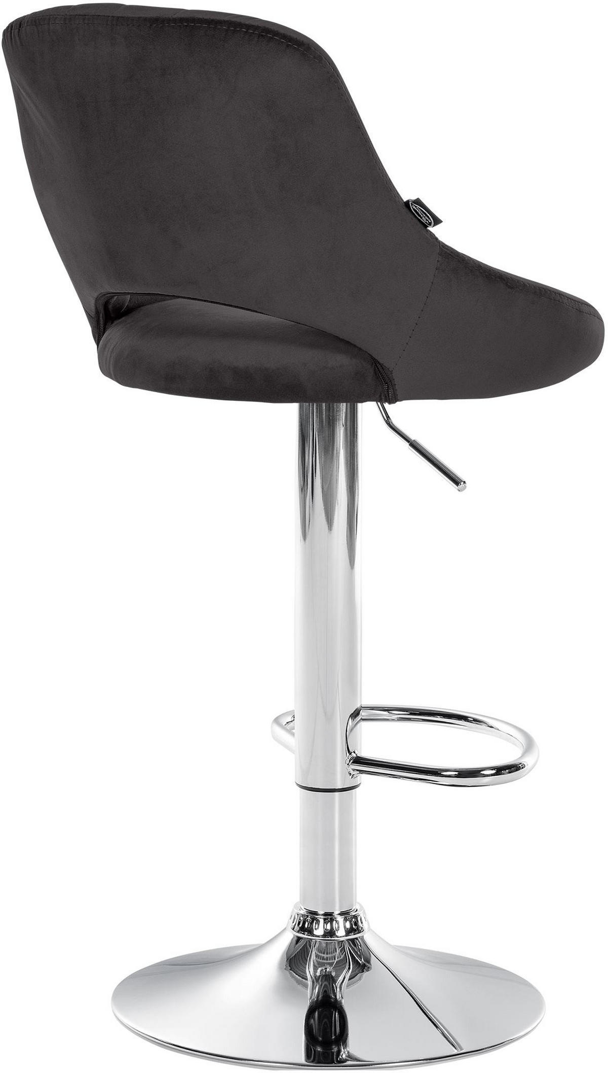 BARHOCKER Samt Schwarz - Chromfarben/Schwarz, Textil/Metall (47/85/48cm) - CLP