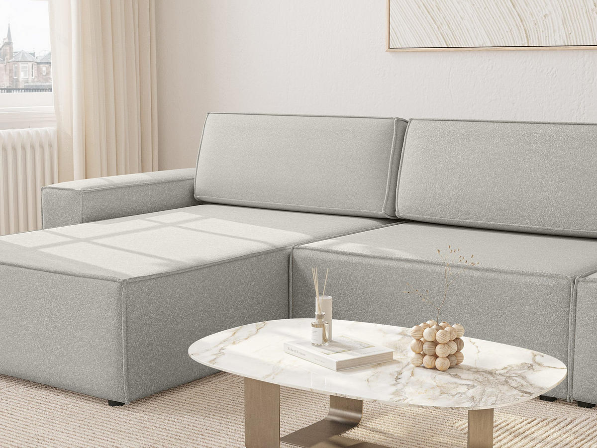 ECKSOFA Lummo Re mit Schlaffunktion, Grau - Grau, Textil (323/185cm) - Fedve
