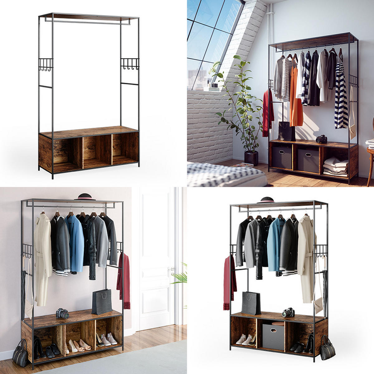 KLEIDERSCHRANK Fyrk Eiche rustikal 119.5 x 189 cm - Wildeiche/Braun, Holzwerkstoff (119.5/189/44cm) - Vicco