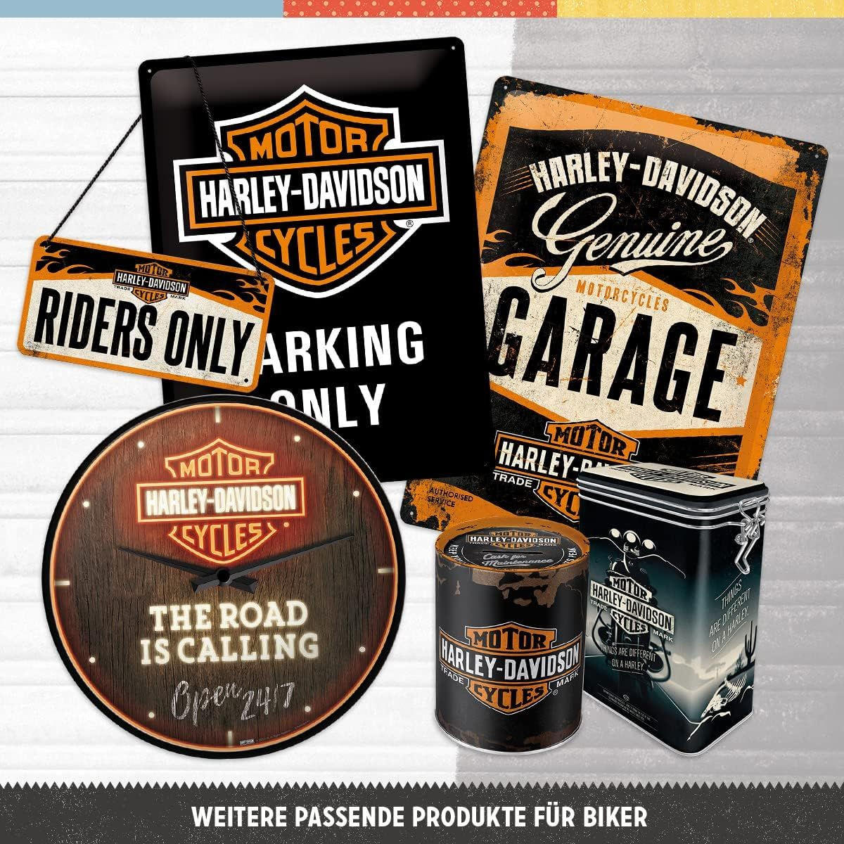 MAGNETSET 9-teilig Harley-Davidson Genuine Motorcycles Milwaukee - Multicolor, Metall (9/7/2cm) - Nostalgic-Art
