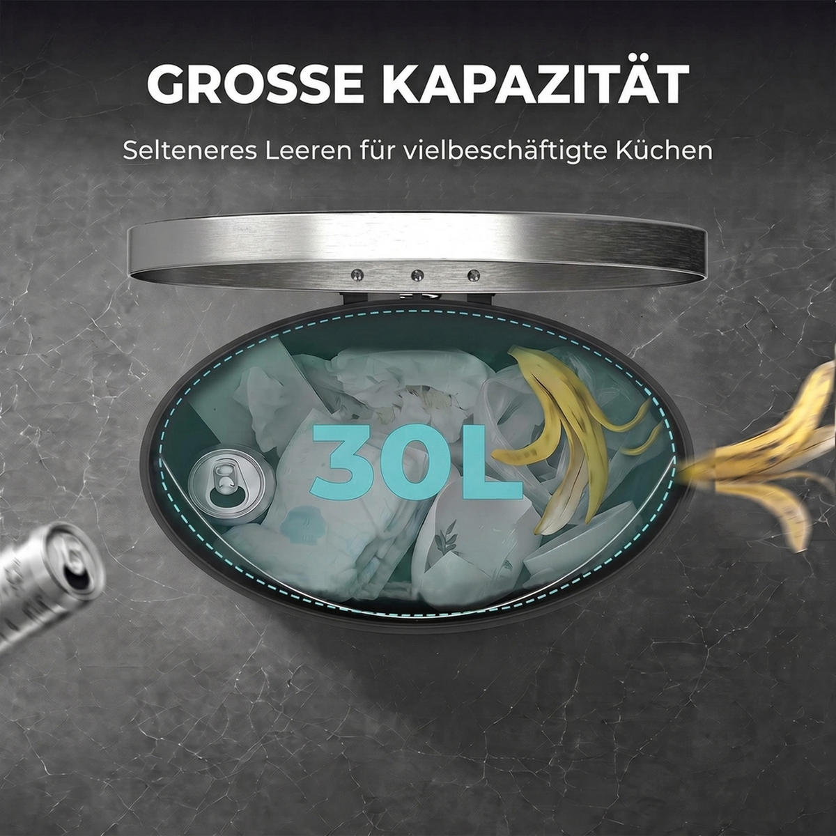 KÜCHENMÜLLEIMER ABS Edelstahl 410 Silber - Silberfarben, Metall (34.5/64.2/33.5cm) - HOMCOM