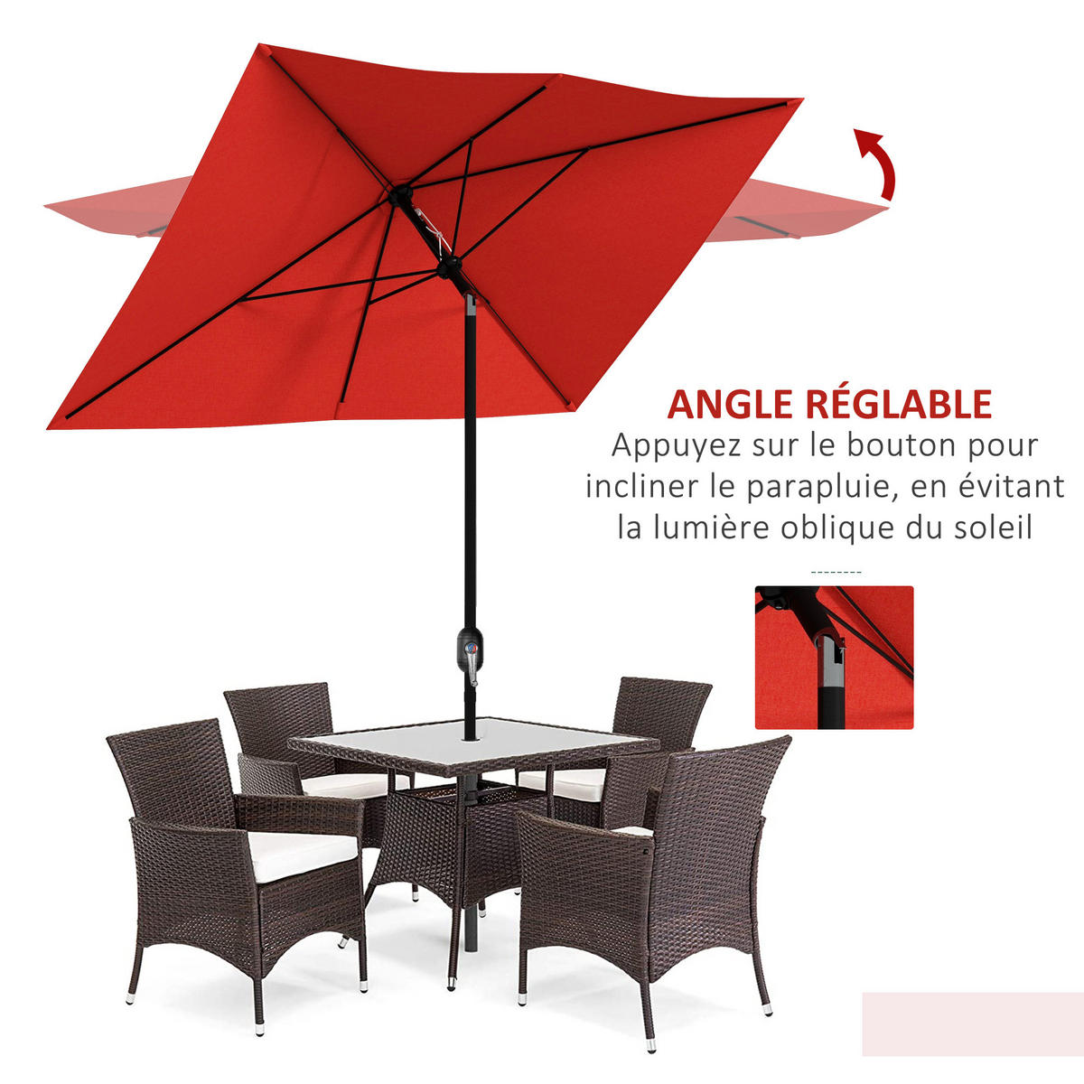 SONNENSCHIRM Rot 290/200/248 cm - Rot, Metall (290/200cm) - PANGIVO