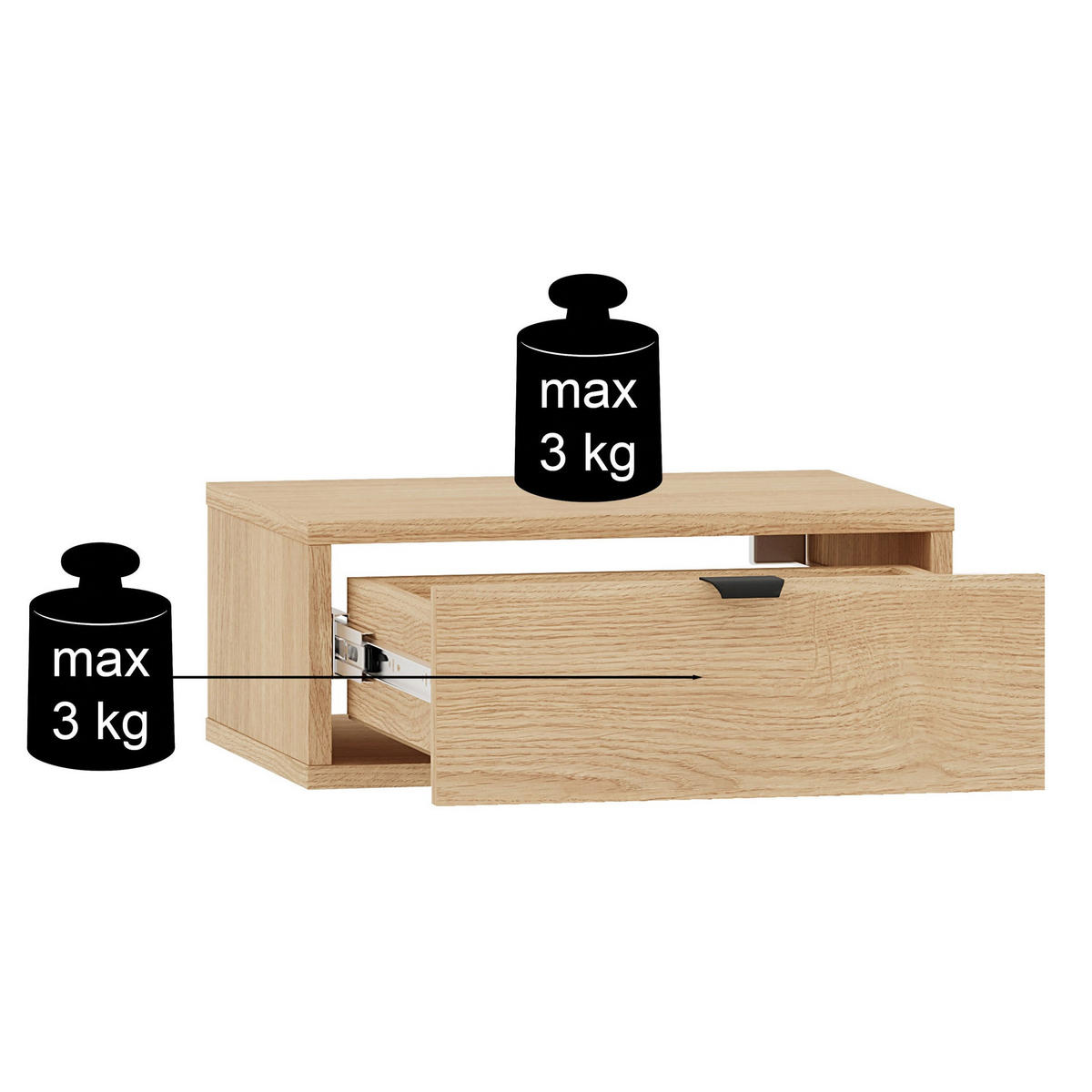 NACHTTISCH HEGGERS Eiche Dunin 45 cm - Dunkelbraun/Goldfarben, Holzwerkstoff/Metall (45/18/33cm) - Selsey