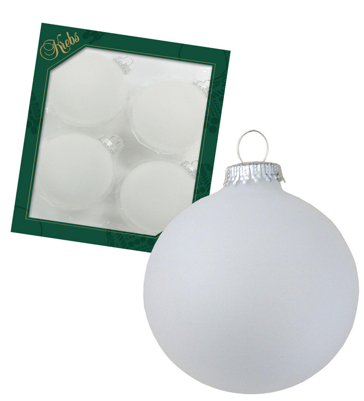 CHRISTBAUMKUGELN Uni-Design Evelina Weiß 8cm (Glas / 4 Stk.) - Weiß, Glas (8/8/8cm) - Krebs Glas Lauscha