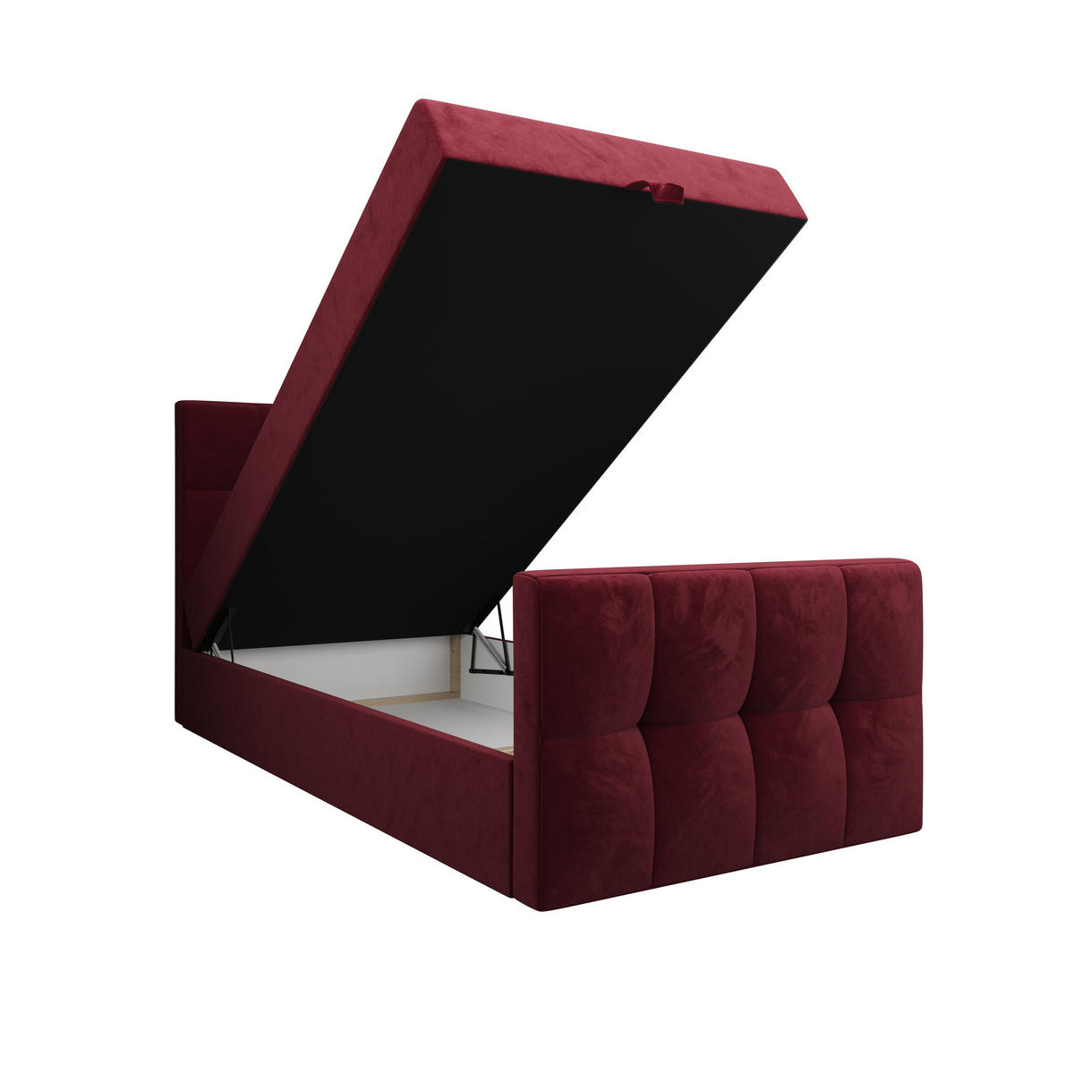 BOXBETT MANHATTAN mit Matratze H3, Bonell und Topper 90x200 Monolith 59 - Rot, Textil (90/200cm) - Bedante