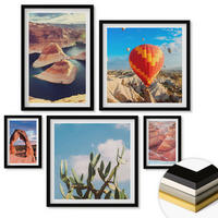 WANDBILDER 5er-Set - 50x50 cm & 20x30 cm & 40x60 cm Schwarzer Rahmen - Berge, Seen, Wälder, Wege - Schwarz, Kunststoff (40/60cm) - ArtPrintCave