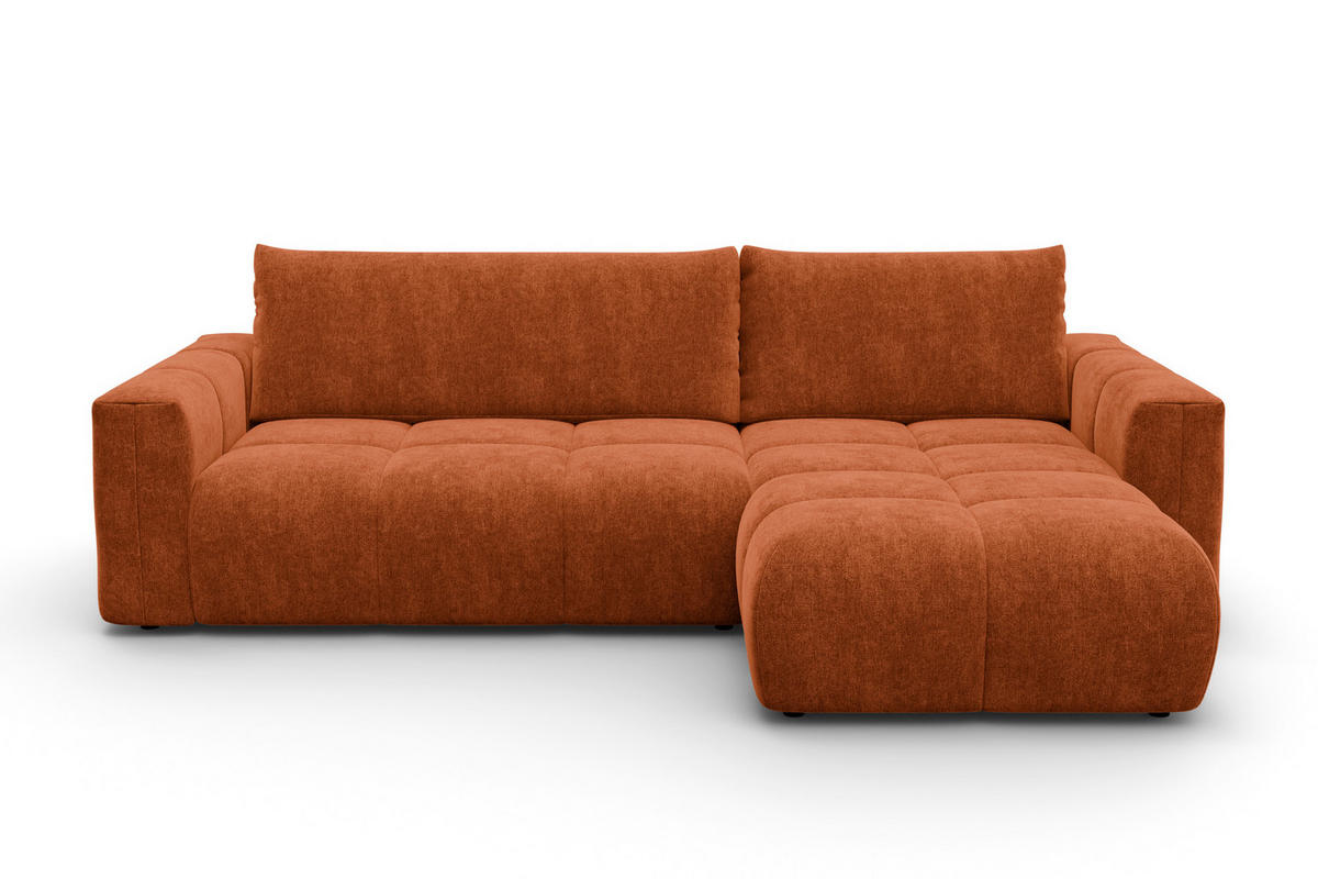 ECKSOFA VERONA 4-Sitzer rechts, Orange - Schwarz/Orange, Holz/Textil (266/173cm) - Courtois Laville