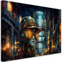 LEINWANDBILD Weibliche Abstraktion Steampunk 120x80cm - Goldfarben, Textil (120/80cm) - Feeby