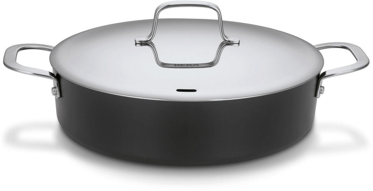 SCHMORPFANNE / Sauteuse mit Deckel Maestro Alu Ø 28 cm – keramische antihaftbeschichtung - Schwarz, Metall (1/2/2cm)