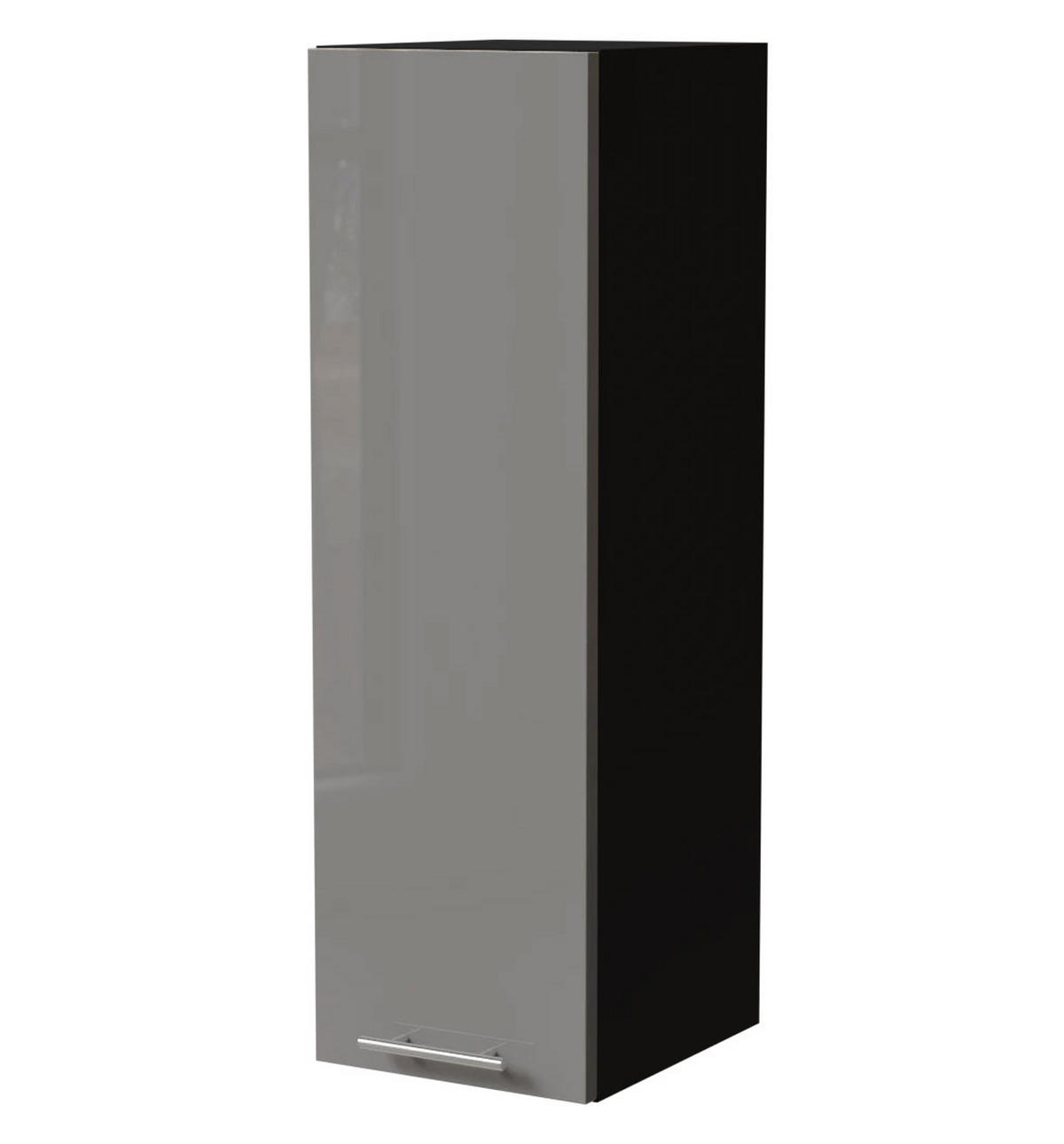 KÜCHENHÄNGESCHRANK W4/30 Essen Grau Hochglanz / Schwarz Matt 30 / 32,5 / 96cm - Schwarz/Grau, Holz/Holzwerkstoff (30/96/32.5cm) - Feldmann-Wohnen