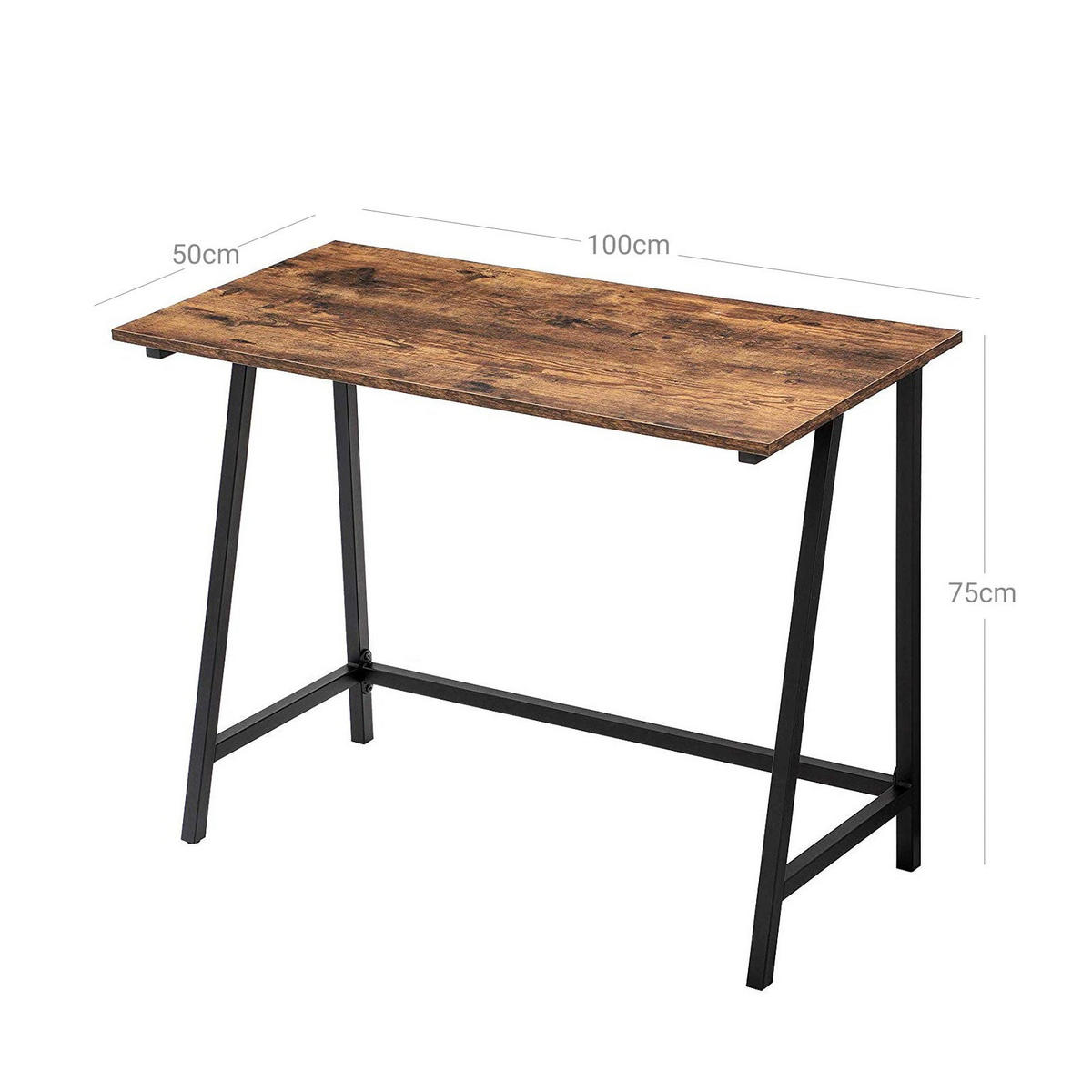 SCHREIBTISCH INDUSTRIESTIL - Braun, Holzwerkstoff (100/50/75cm) - Hansiro