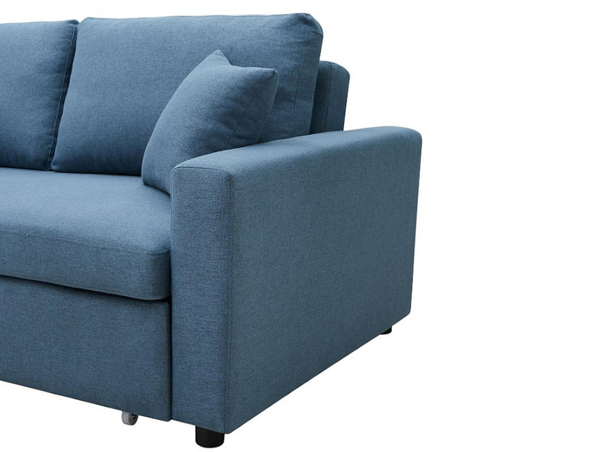SCHLAFSOFA 3-Sitzer - Stoff - Blau - INIZOR - Blau, Textil (168/85/101cm) - Vente-Unique