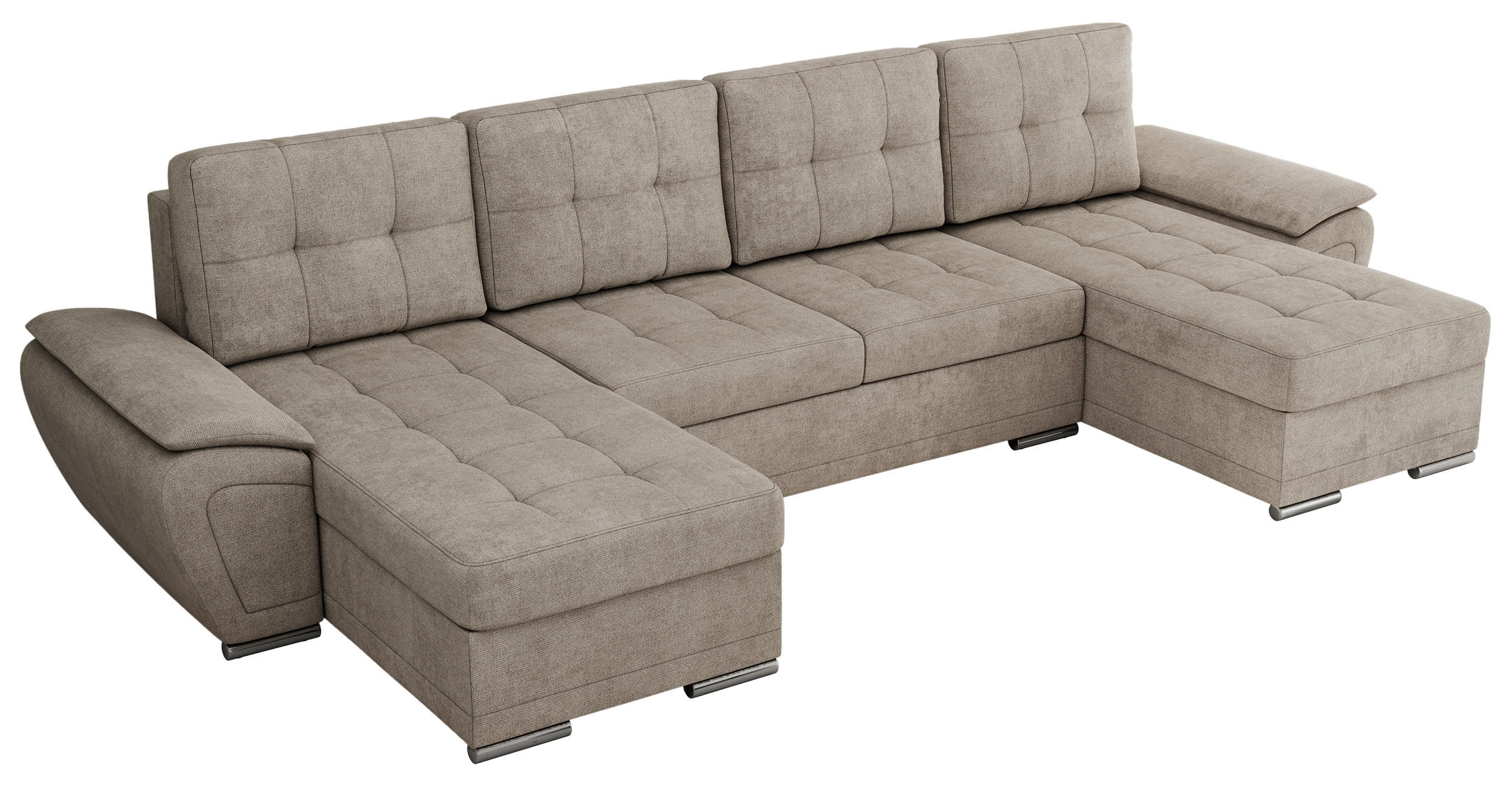 WOHNLANDSCHAFT UMBRIA U Beige Stukture - Beige/Grau, Textil/Metall (336/85/157cm) - MKS