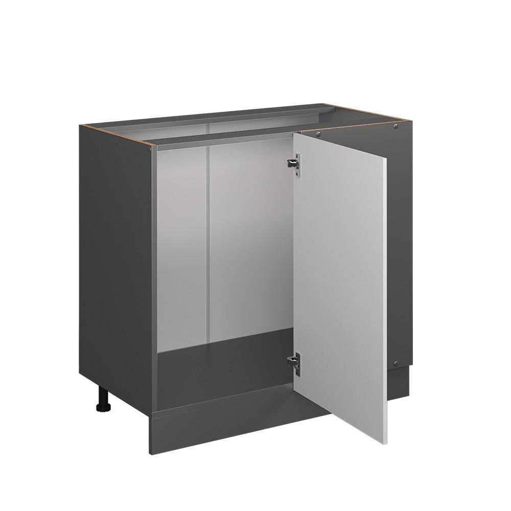 ECKUNTERSCHRANK R-Line Weiß Landhaus 86 cm ohne AP - Anthrazit/Creme, Holzwerkstoff (86/81.6/46cm) - Vicco