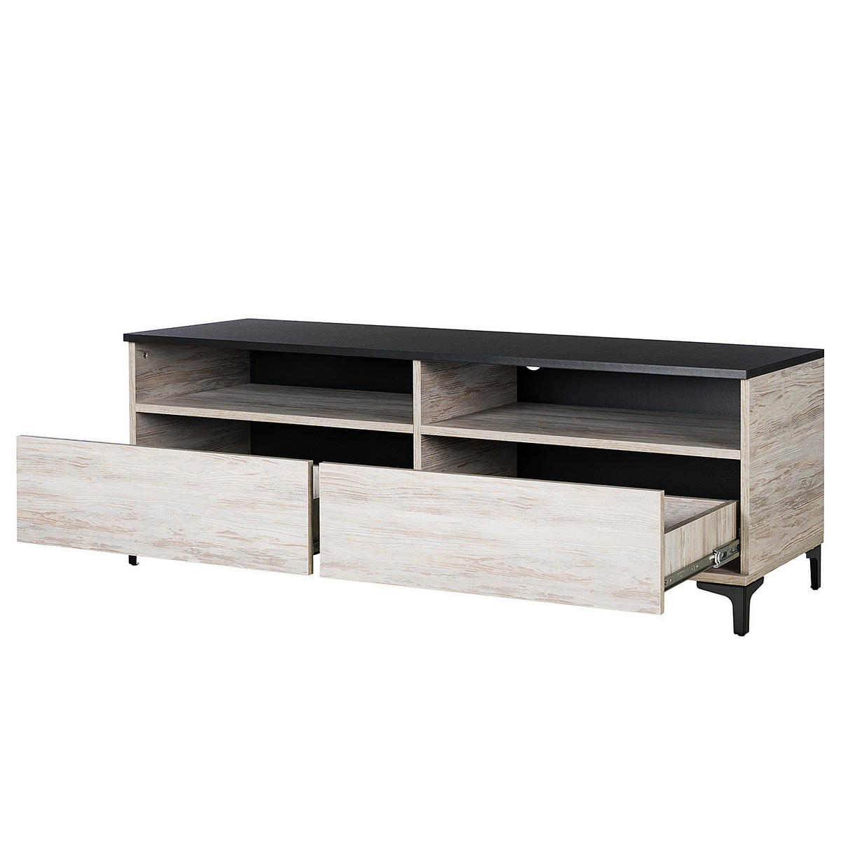 TV-LOWBOARD - Fichte Hell Dekor / Schwarz - Fichtefarben, Holzwerkstoff (150/50/48cm) - home24