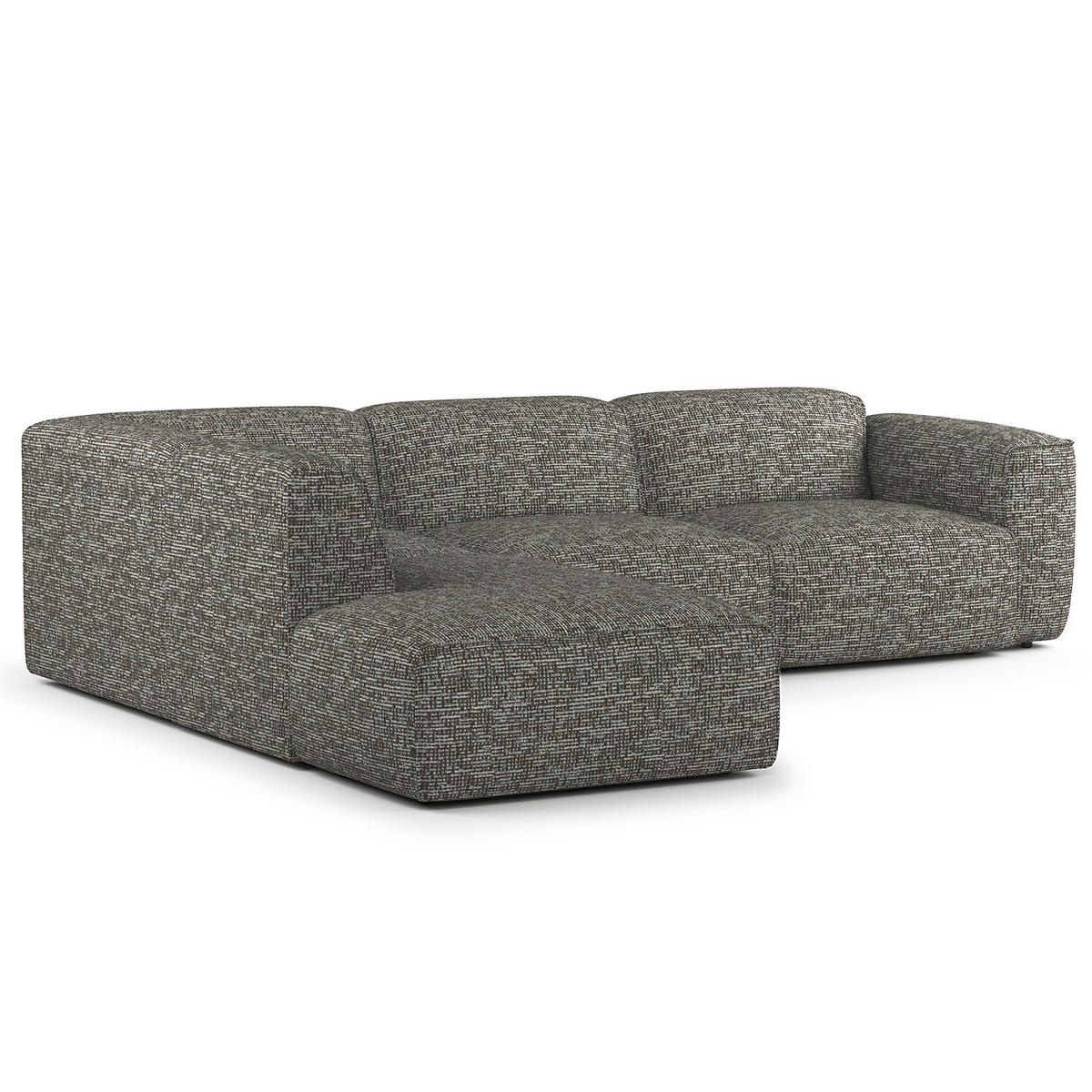3-SITZER ECKSOFA mit Recamiere - Schwarz/Grau, Kunststoff/Textil (295/231cm) - home24