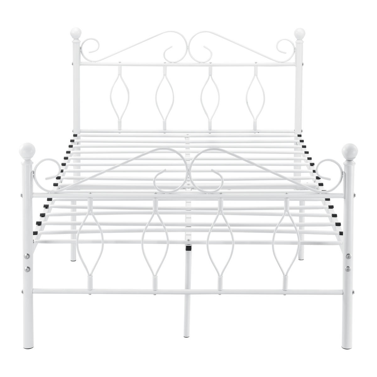 METALLBETT Apolda mit Matratze - Weiß, Textil/Metall (120/200cm) - [en.casa]