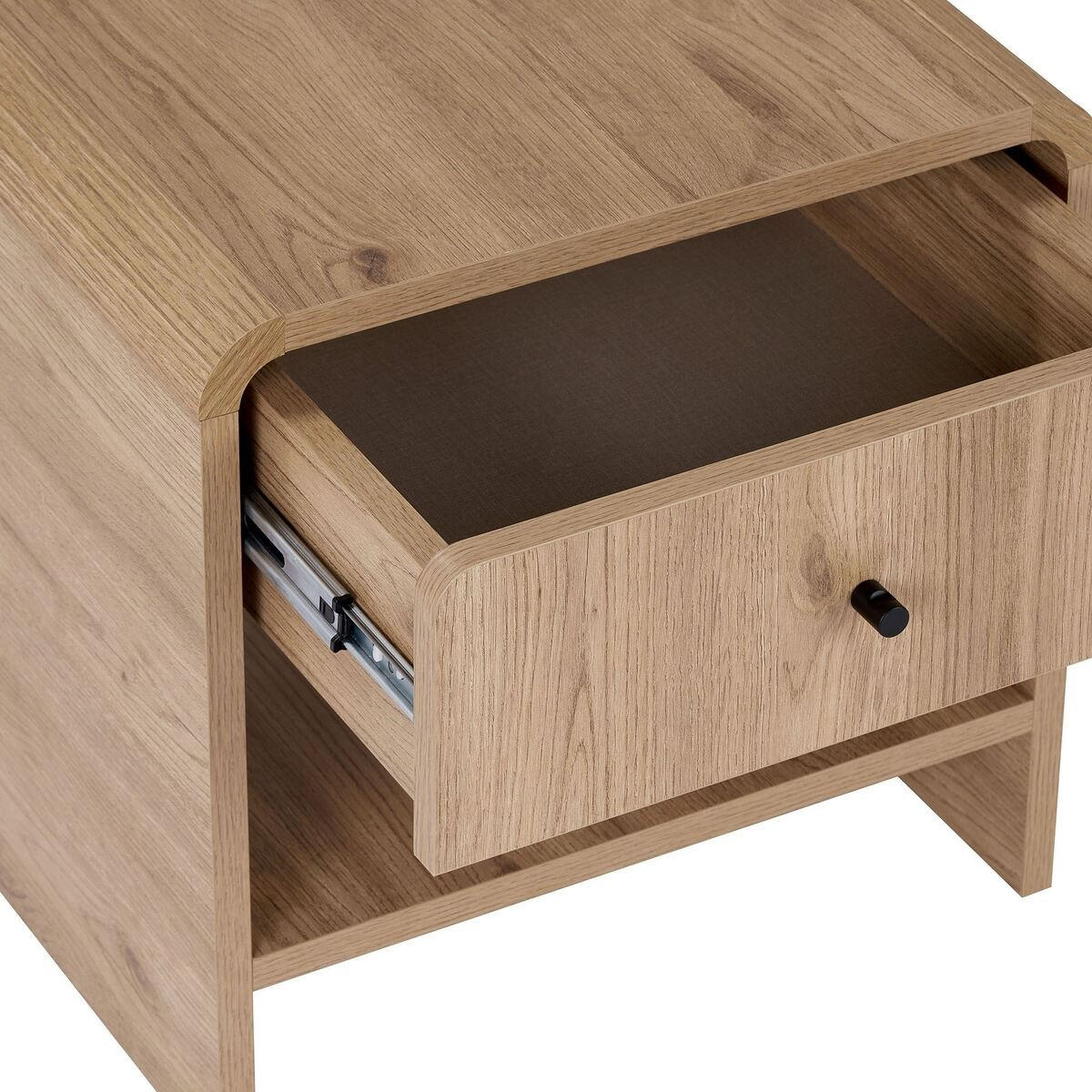 NACHTTISCH mit 1 Schublade und 1 Nische mit abgerundeten Kanten 40/45/45 cm - Eichefarben, Holzwerkstoff (40/45/17cm) - Calicosy