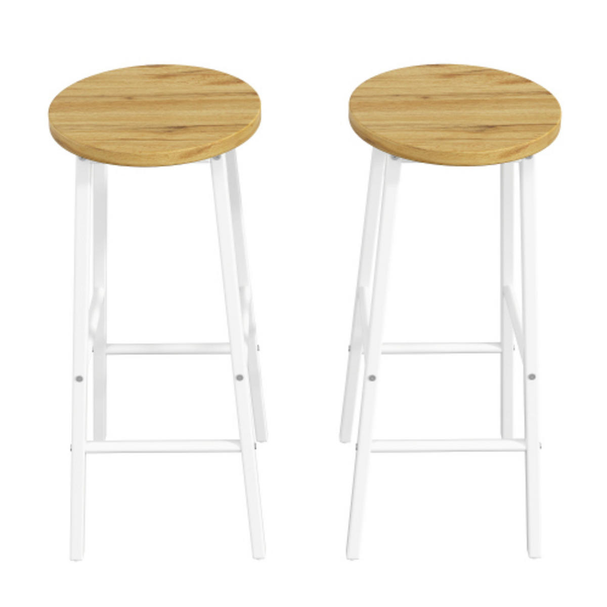 KÜCHENINSEL-SET 138-204×39×105 cm mit 2 Barhockern aus MDF und Metall, weiß mit Holzoptik - Weiß, Holzwerkstoff (204/105/39cm) - Luhomfu