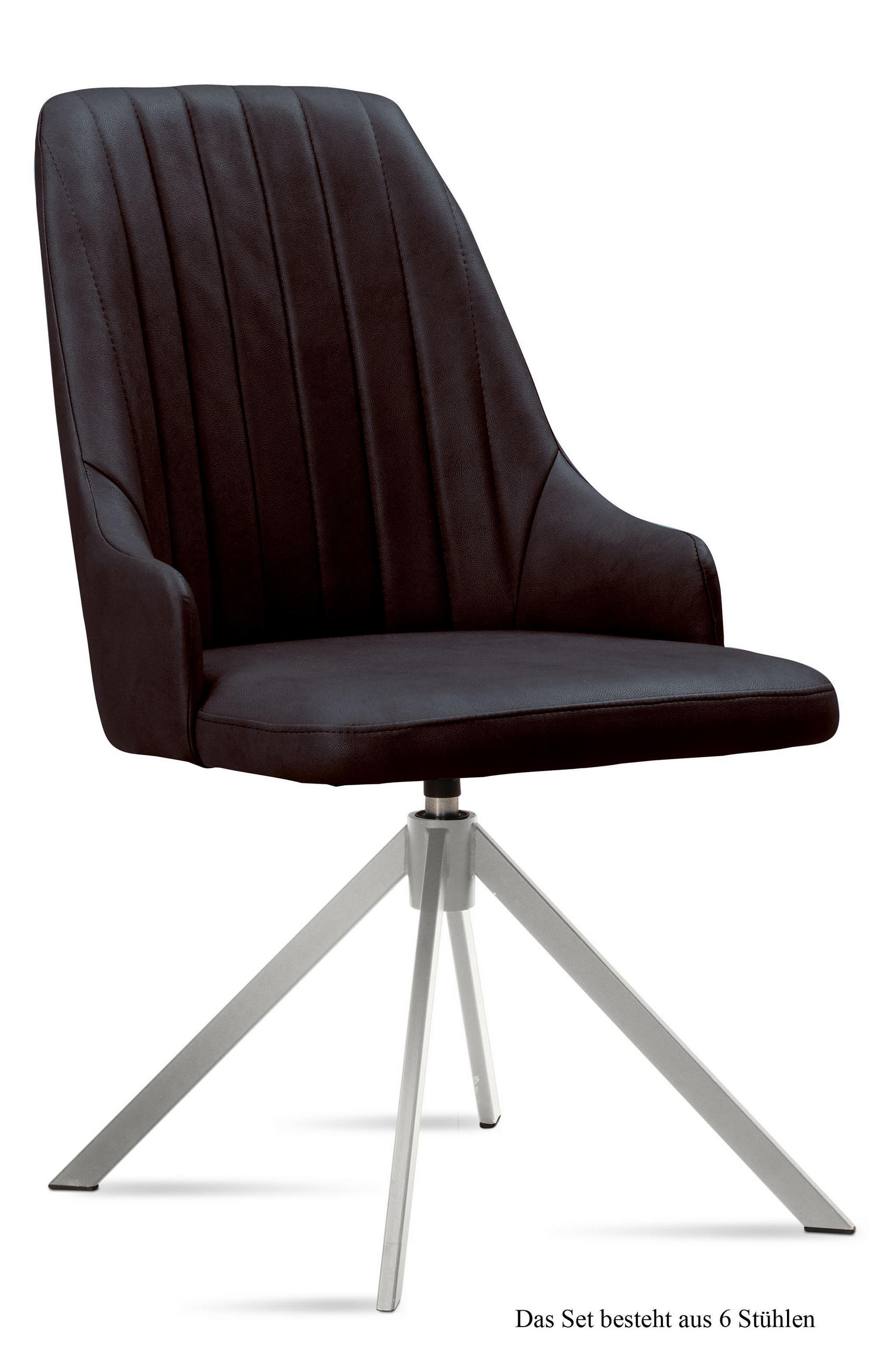 ESSZIMMERSTUHL drehbar (6er-Set) Davorka 52x91x60 Edelstahl/Espresso - Edelstahlfarben/Dunkelbraun, Kunststoff (60/91/52cm) - 58aufmkessel