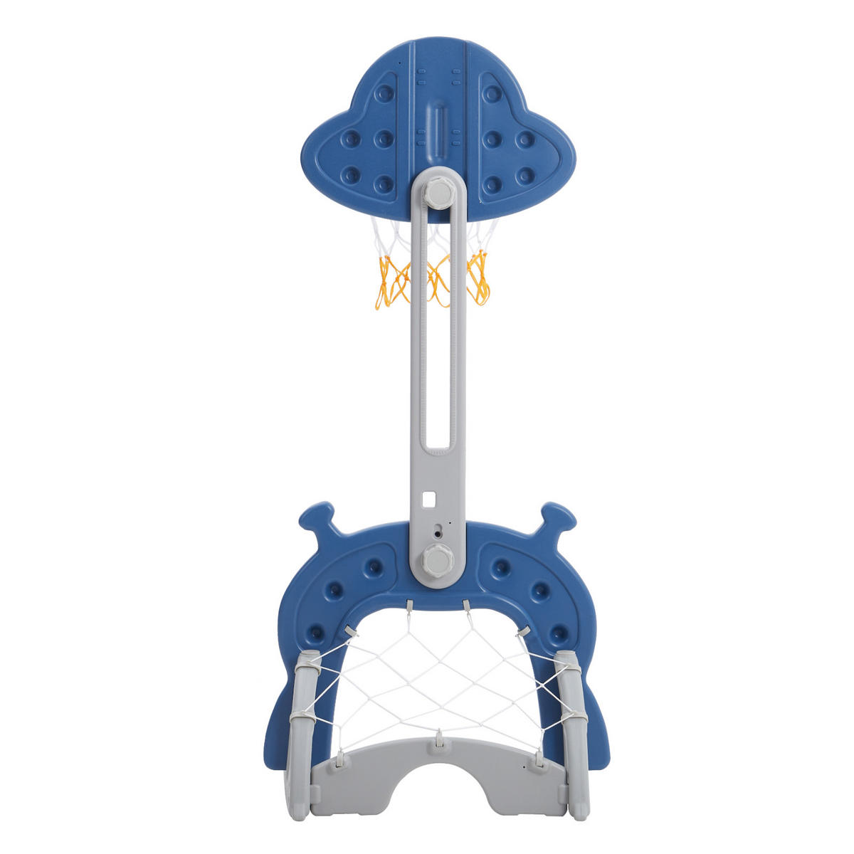 SPIELPLATZ 2 in 1 Basketballständer Fußballtor Höhenverstellbar Kunststoff - Blau/Weiß, Kunststoff (56/83/46cm) - Livingandhome