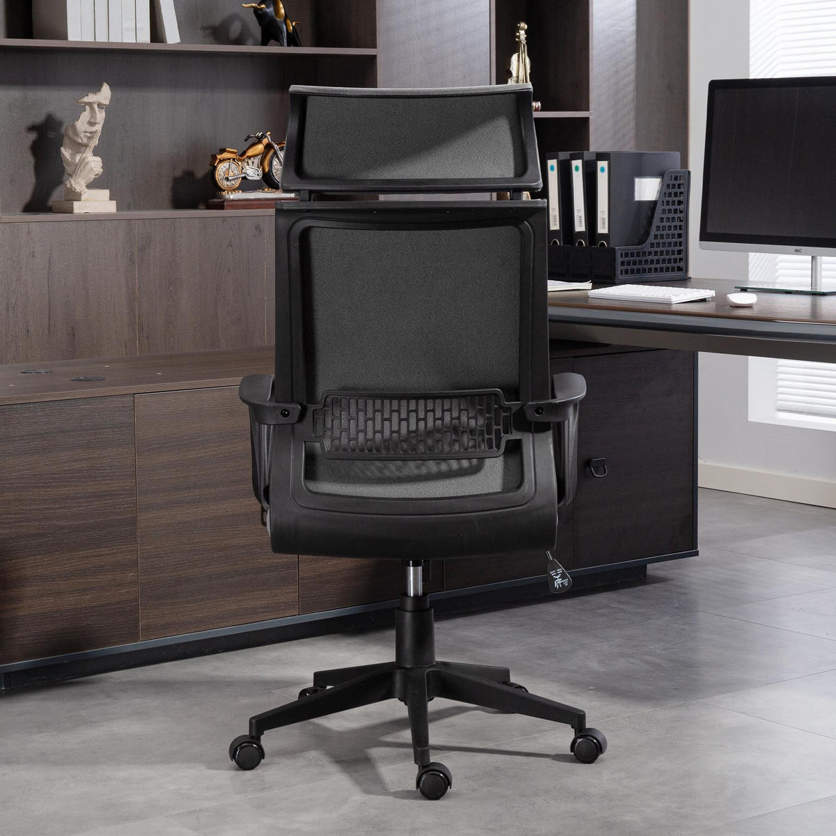 BÜROSTUHL Polyester Schaumstoff Dunkelgrau - Dunkelgrau, Kunststoff (60.5/117/69cm) - HOMCOM