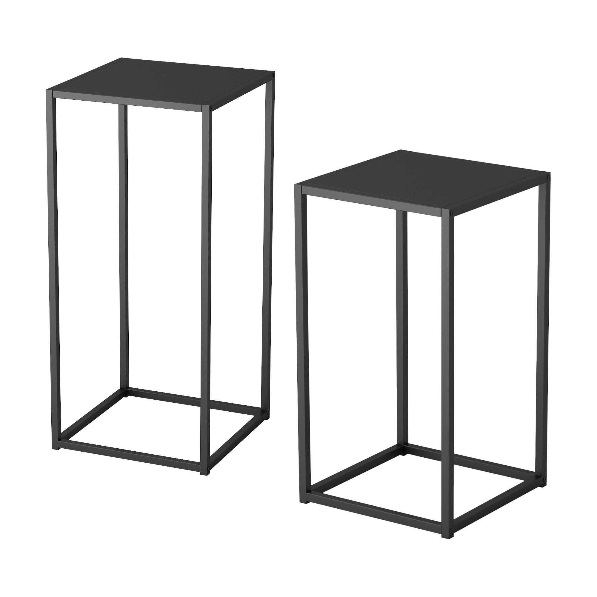 SÄULENTISCH-SET 2 TLG. Åseral - Schwarz, Metall (34/34/74cm) - [en.casa]