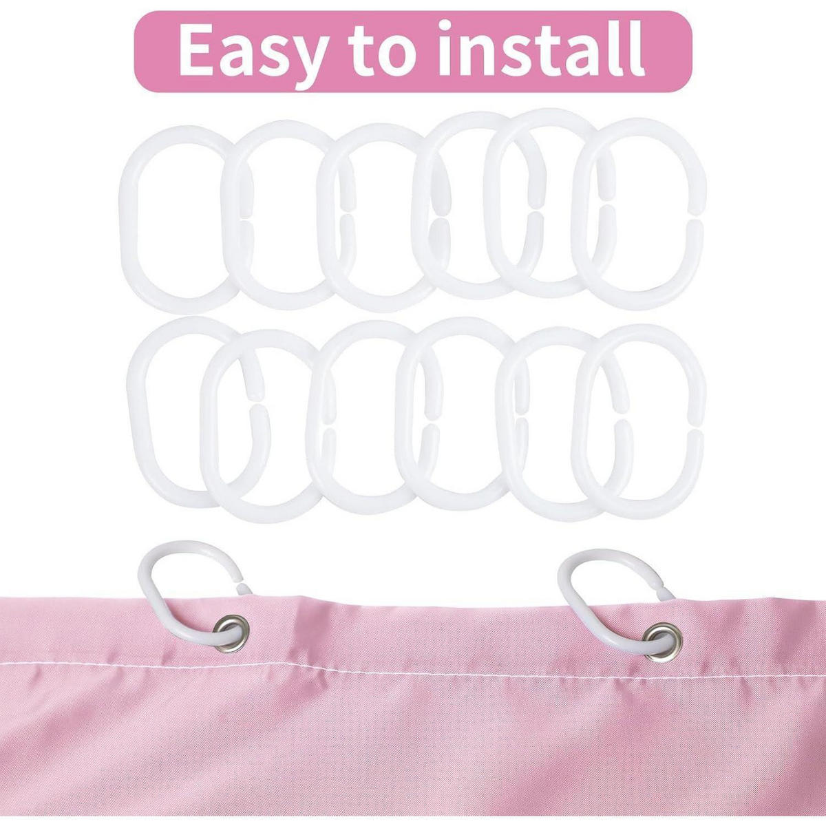 DUSCHVORHANG 180 x 200 cm Wasserdicht Schnelltrocknend Polyester Rosa - Rosa, Textil (180/200cm)