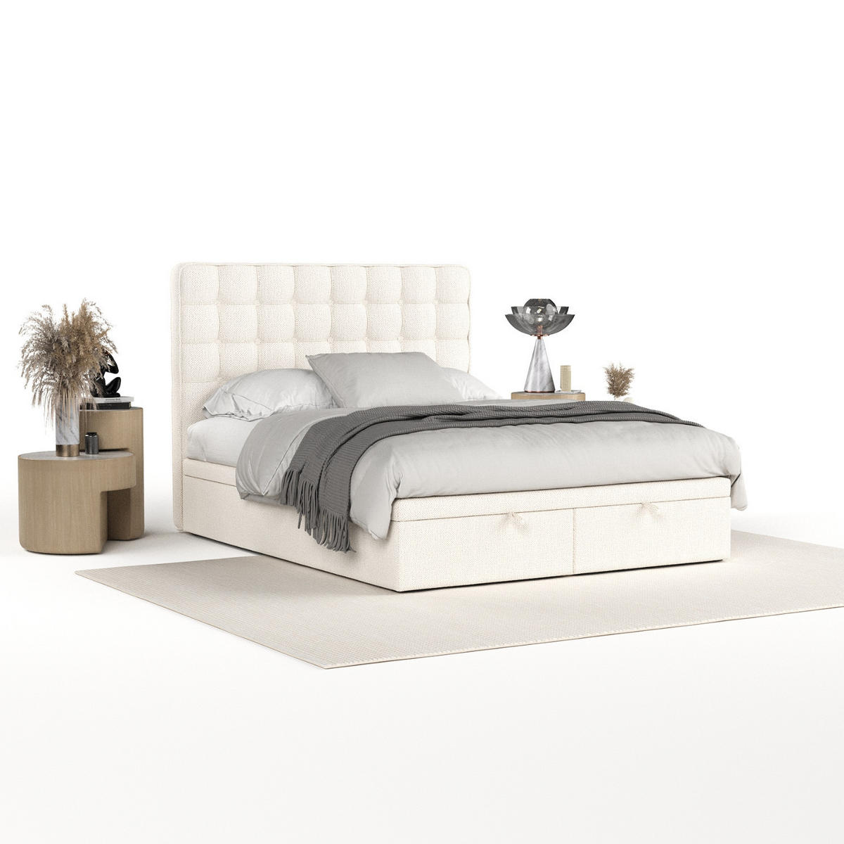 POLSTERBETT Celestia mit Stauraum 120/200 cm Creme im Alta Stoff - Creme/Schwarz, Holz/Holzwerkstoff (120/200cm) - AltaBeds