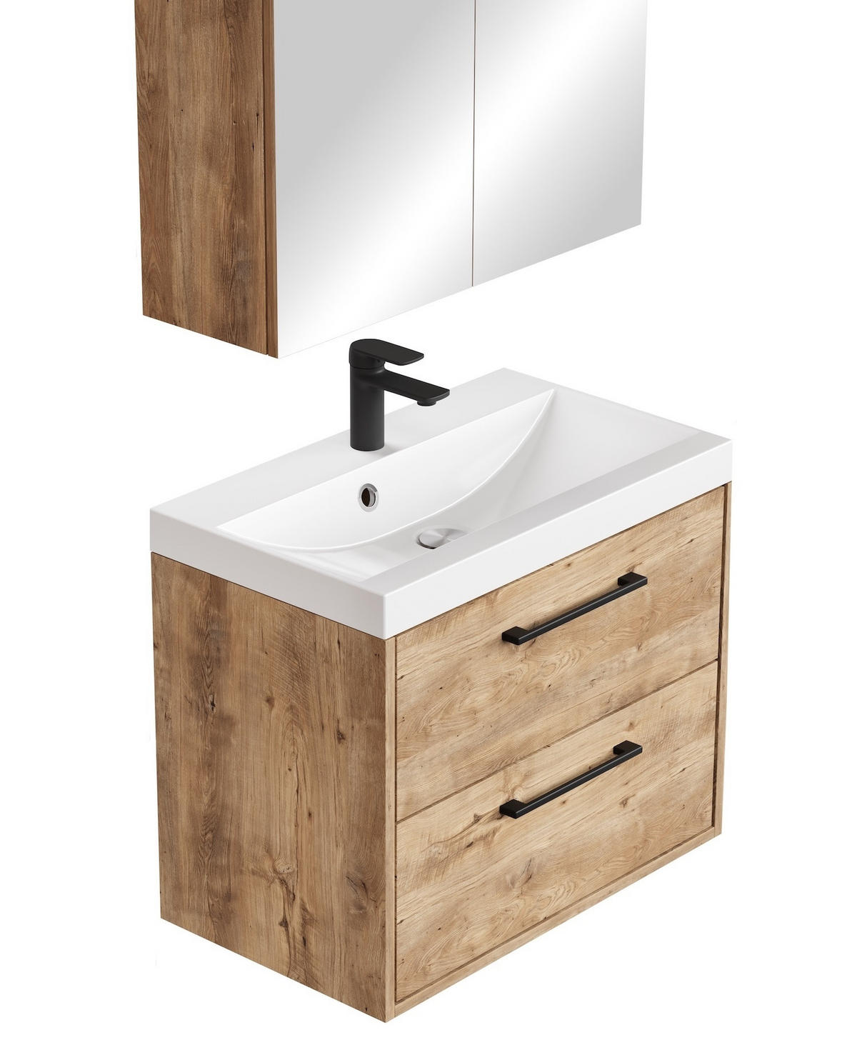 BADMÖBEL-SET Florence 3 Teile Kastanien Eiche - 60 x 35 x 51 cm - Kastanienfarben/Eichefarben, Holz (60/53/35cm) - Badplaats