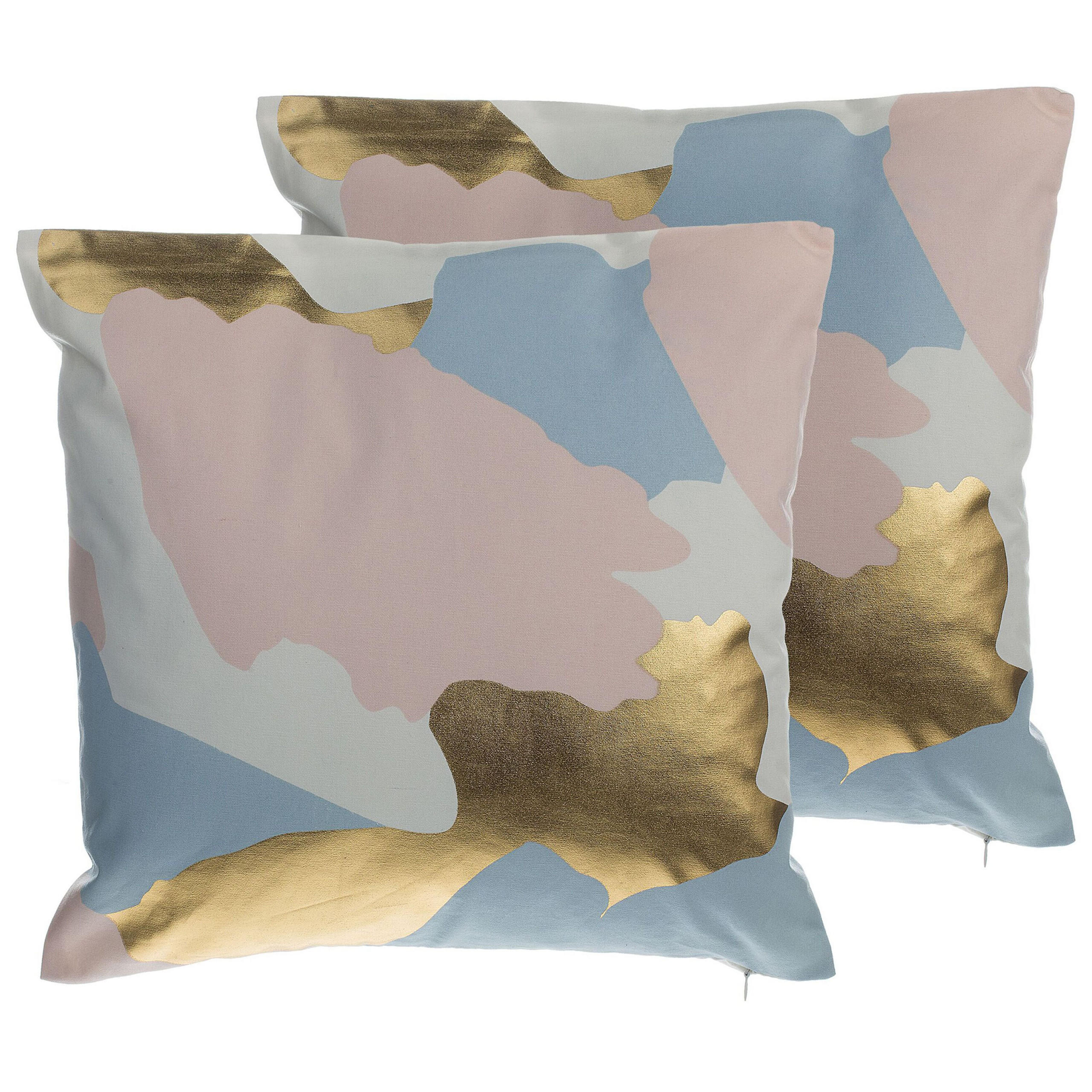 DEKOKISSEN 2er-Set Bunt 45/45 cm Ixia - Multicolor, Naturmaterialien/Textil (45/45cm) - Beliani