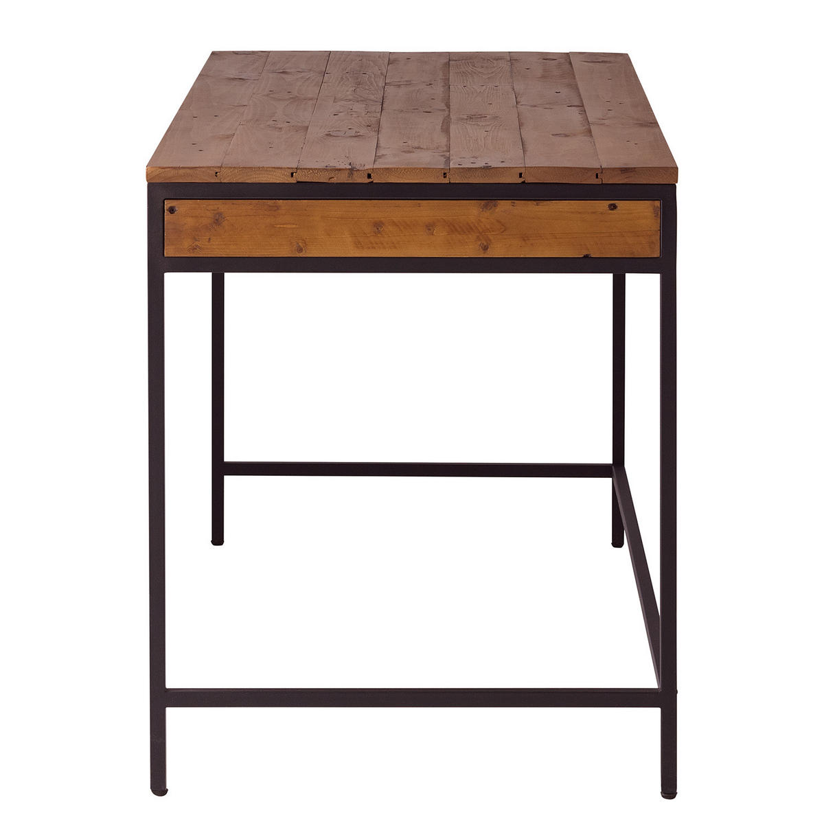 SCHREIBTISCH - Pinie massiv / Metall, Pinie Dunkel / Schwarz - Pinienfarben, Holz (60/140/76cm) - home24