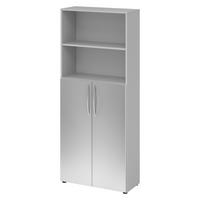 REGALSCHRANK - 5 Ordnerhöhen 35/80/188 cm in Grau/Silberfarben - Silberfarben/Grau, Holzwerkstoff (80/188/35cm) - bümö
