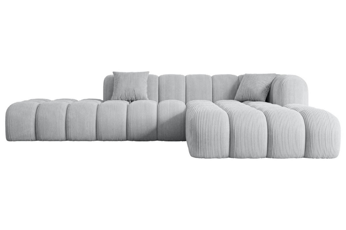 ECKSOFA Ottomane Rechts OLEA-L2 - 289x176x71 cm Grau Cord - Schwarz/Grau, Holzwerkstoff/Kunststoff (289/176cm) - ALTDECOR