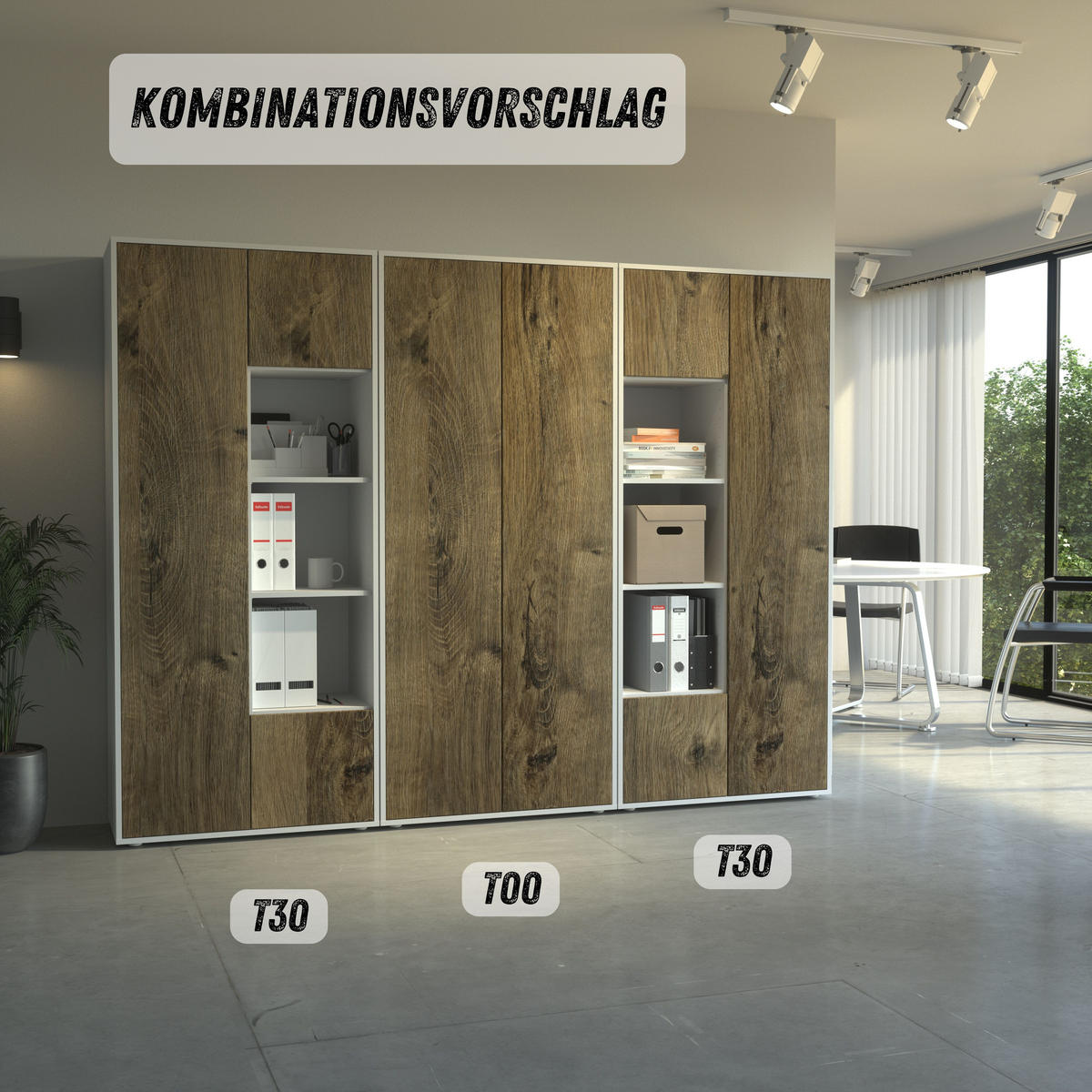 AKTENSCHRANK Amira T30 Eiche Ribbeck 180/80/40 cm - Alteiche, Holzwerkstoff (80/180/40cm) - SIMPLYFURN